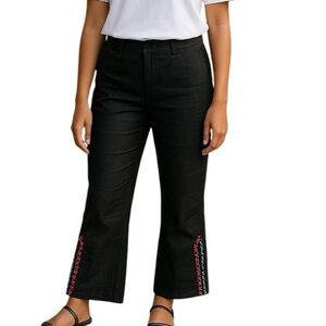 Ted Baker Embroidered Hems Pants Black